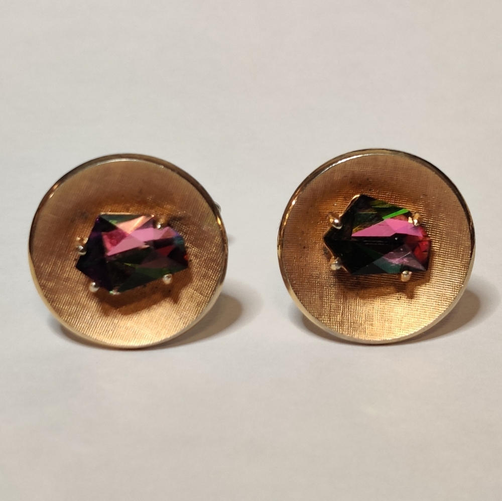 Vintage Swank Watermelon Crystal Cufflinks